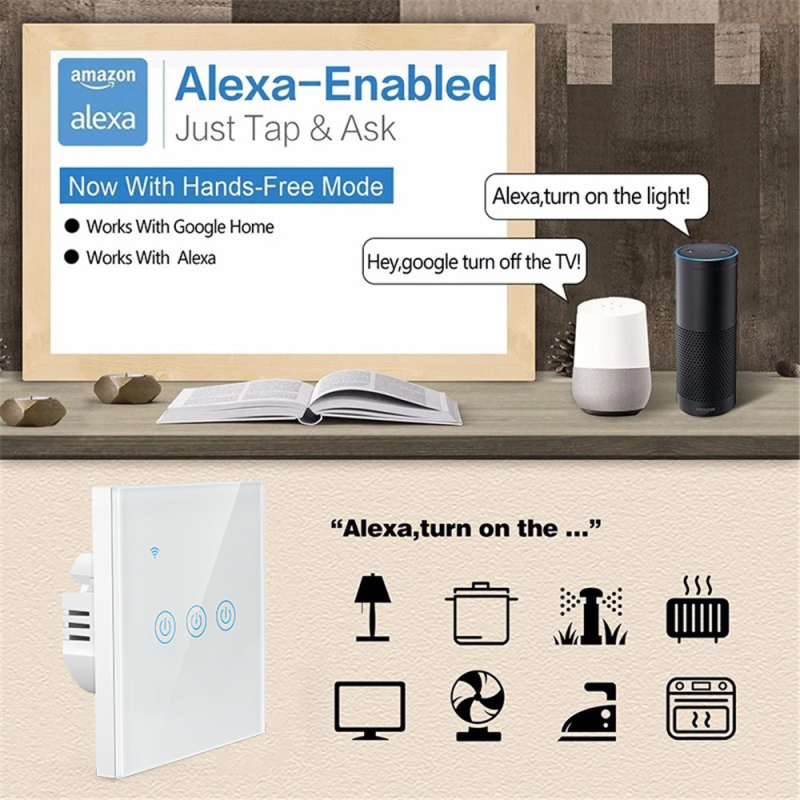 EU No Neutral Alexa Smart Home Touch Screen Light Wifi Smart Switch from China supplier
